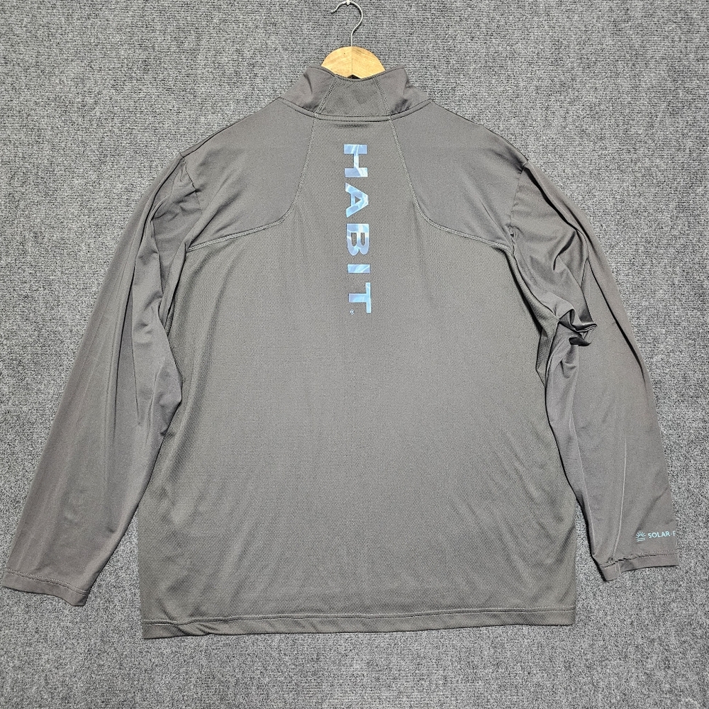 Habit Men's 2XL 40+ Solar Factor Performance 1/4 Zip Pullover Fishing Shirt Gray
